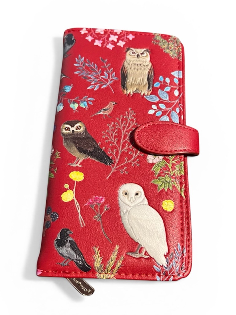 Shag Wear Women's 7" Wallet Wild Bird Red Owls in Garden Zip Clutch red